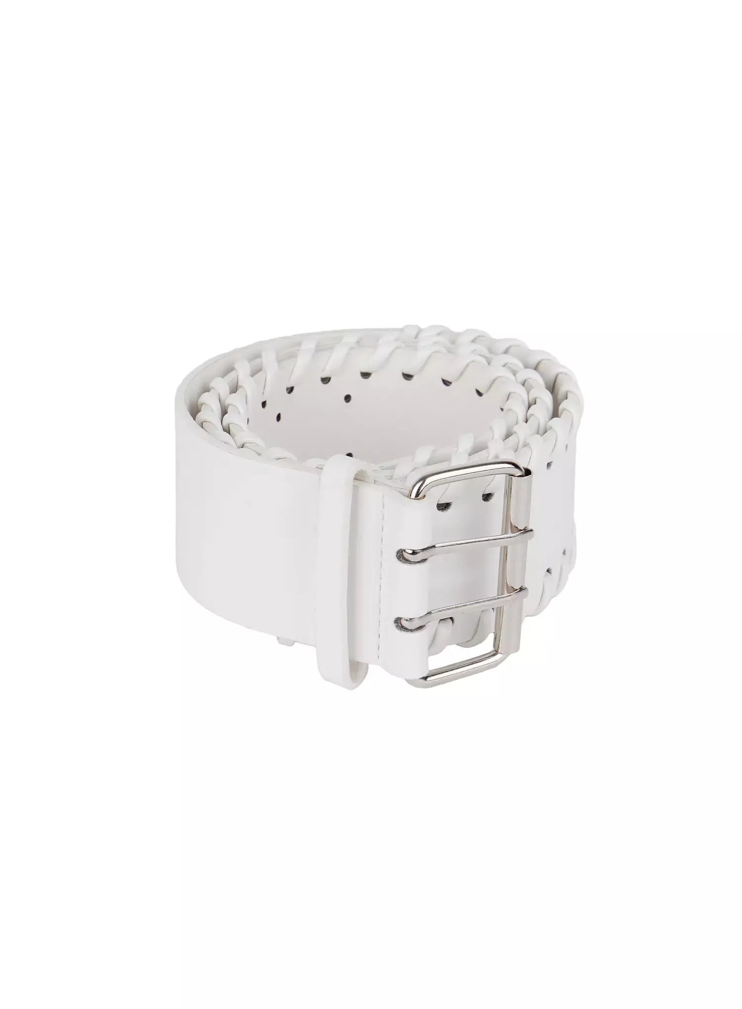 punching-detailed-waist-belt-in528 / White