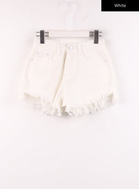 mid-waist-ripped-denim-shorts-ij430 / White