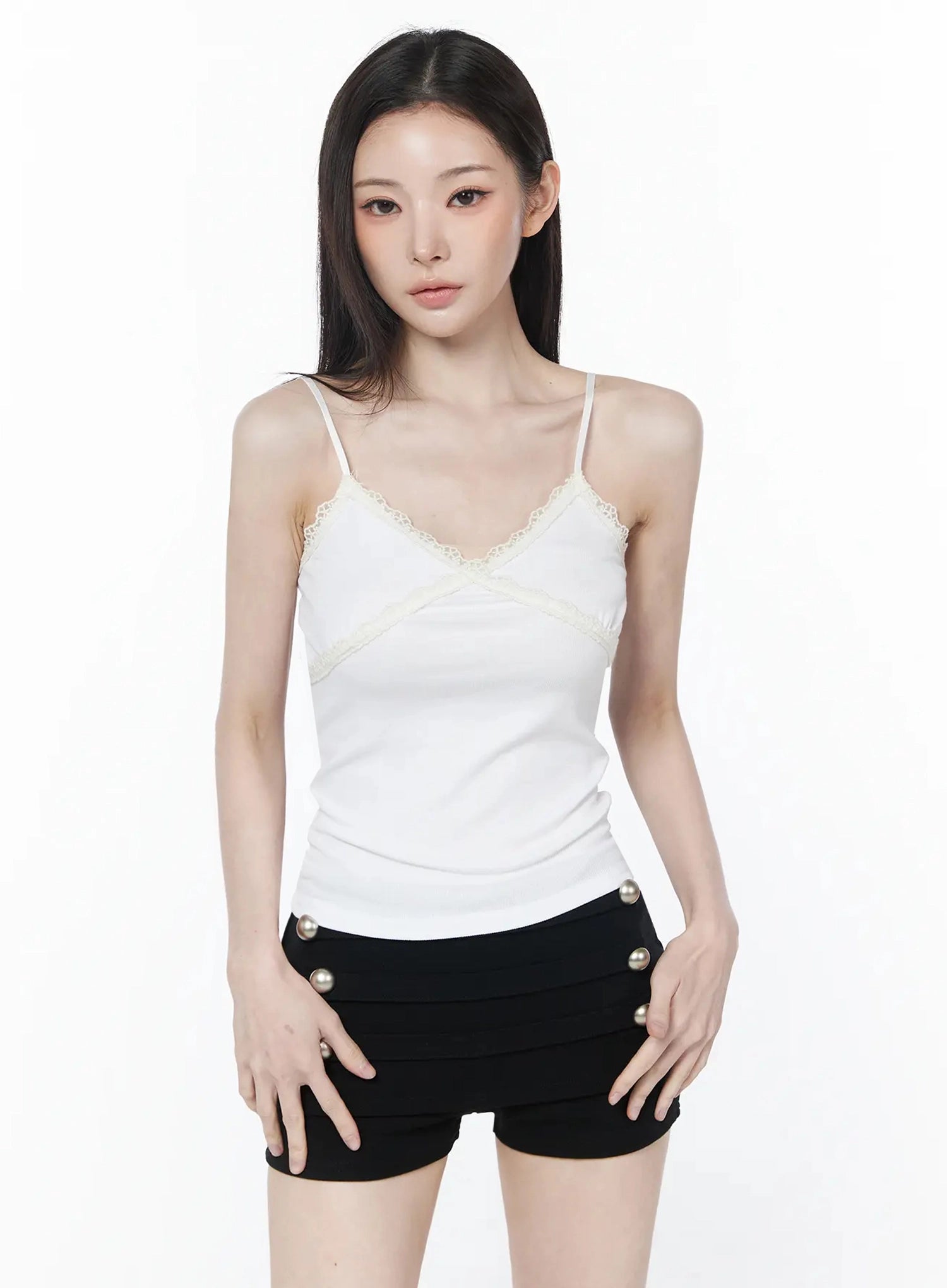 lace-trim-cami-iu512 / White
