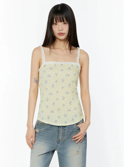floral-lace-trim-cami-iu518 / Yellow