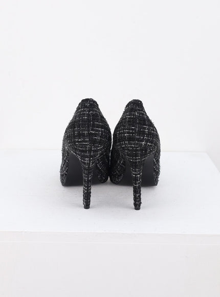 Tweed Stiletto Pump Heels IS315