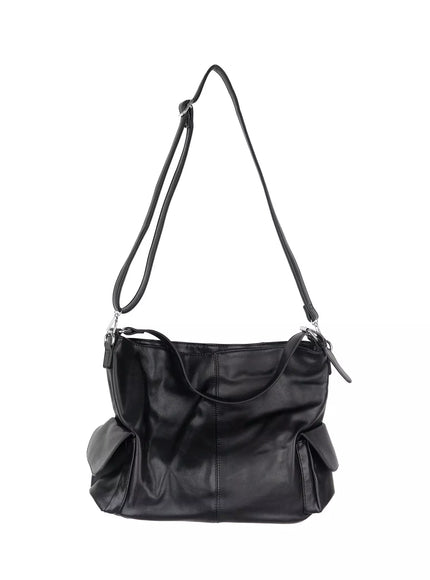 Faux Leather Two-Pocket Shoulder Bag IF505 – LEWKIN Faux Leather Two-Pocket Shoulder Bag IF505 – LEWKIN