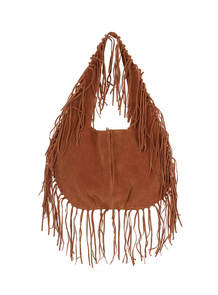 western-style-suede-tassel-bag-im530 / Beige