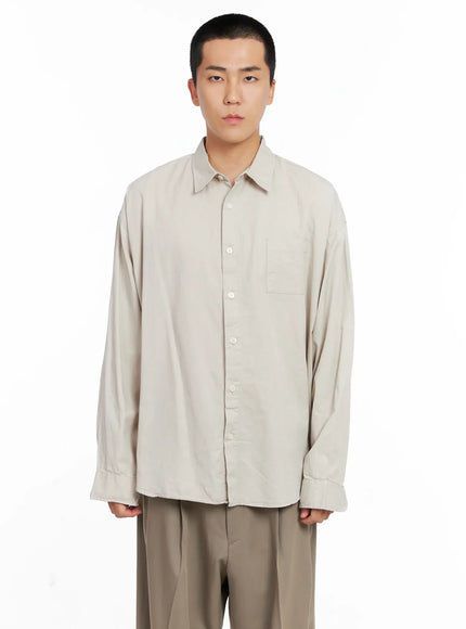 mens-classic-white-button-up-shirt-is502 / Beige
