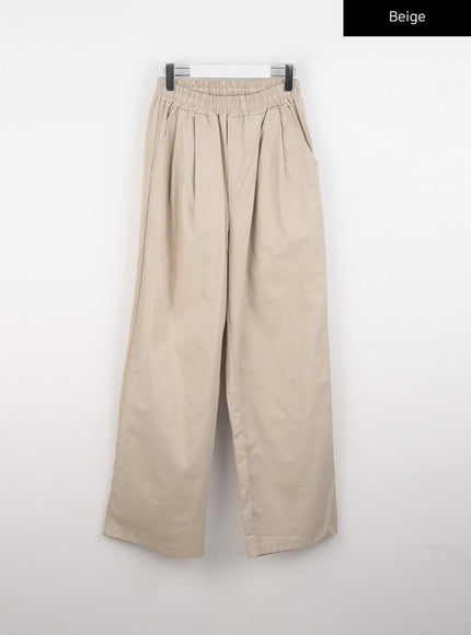 pintuck-wide-fit-pants-io326 / Beige