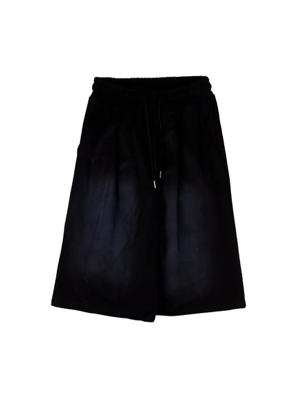 gradient-washed-bermuda-sweat-shorts-iy525 / Black