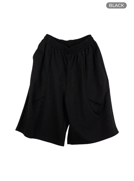 mens-solid-cozy-sweatpant-shorts-ig402 / Black