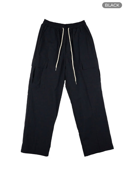 mens-cargo-wide-leg-pants-ig409 / Black