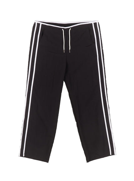 striped-nylon-track-pants-ia507 / Black