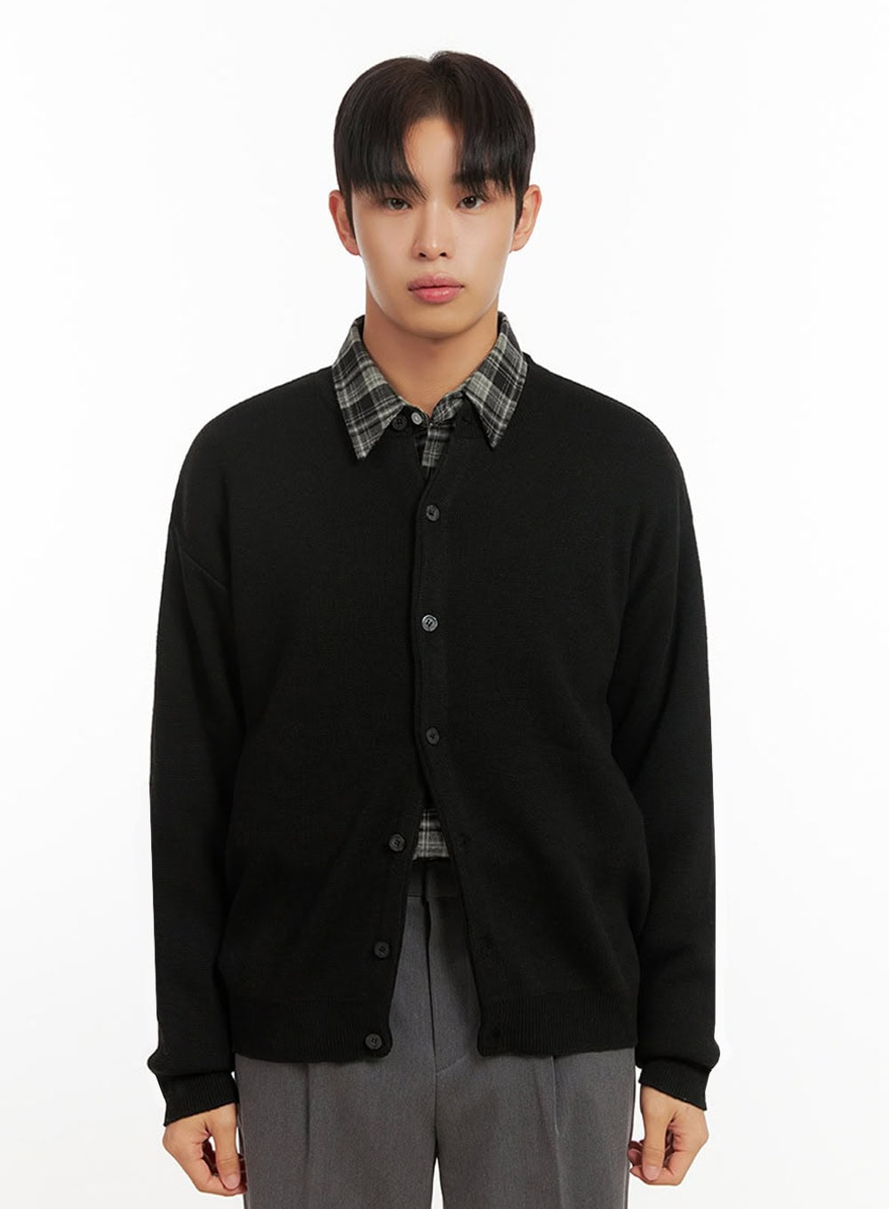 mens-comfy-buttoned-sweater-id406 / Black