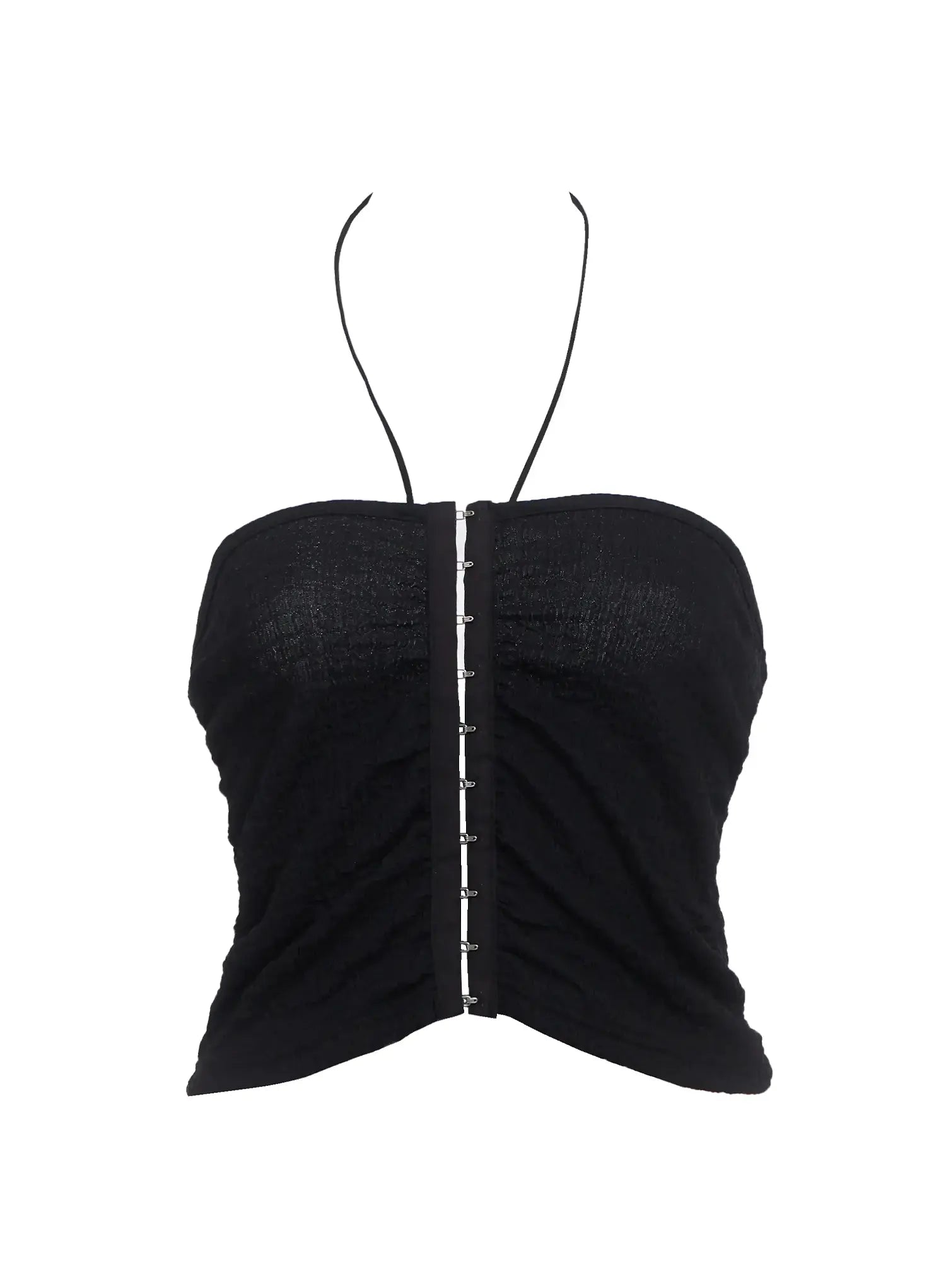 hook-front-halter-crop-top-ic503 / Black