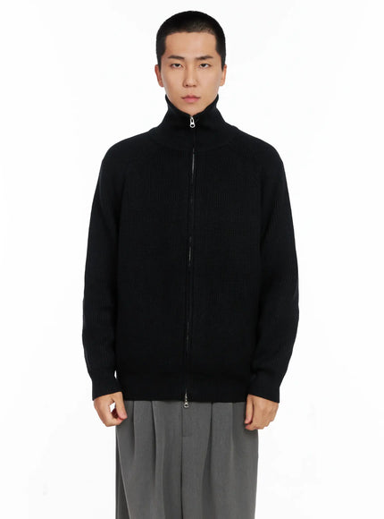 mens-knit-zip-up-sweater-is502 / Black