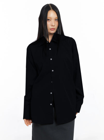 relaxed-fit-button-down-shirt-co517 / Black