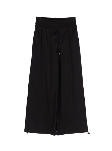 wide-leg-foldable-sweatpants-iu516 / Black