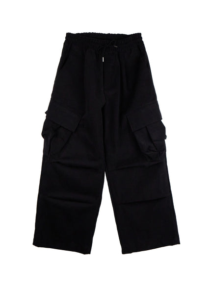 mens-warm-wide-fit-cargo-pants-id406 / Black