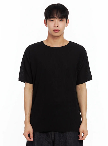 mens-knit-short-sleeve-tee-il516 / Black