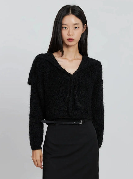 cozy-gray-crop-cardigan-io530 / Black