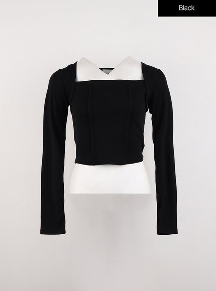 slim-fit-square-neck-crop-top-id306 / Black