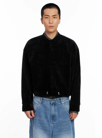 mens-velvet-crop-jacket-is510 / Black