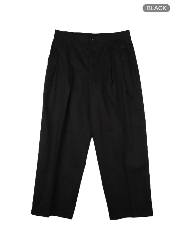 mens-solid-cotton-suit-pants-ia401 / Black