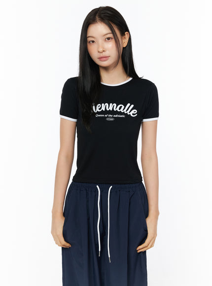 graphic-ringer-crop-tee-iu519 / Black