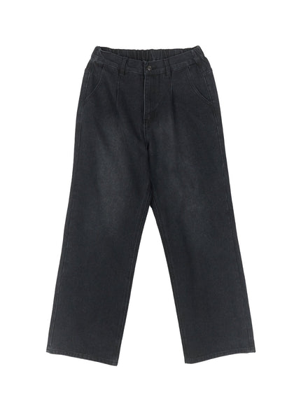 mens-pintuck-washed-jeans-ia511 / Black