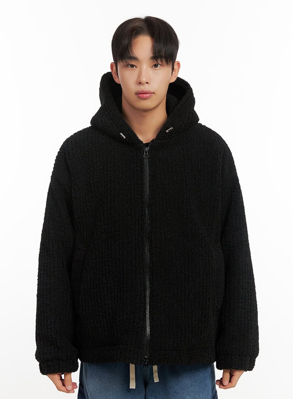 mens-oversized-double-zip-hoodie-id406 / Black