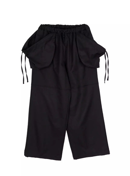 wide-leg-pocket-string-pants-ia523 / Black