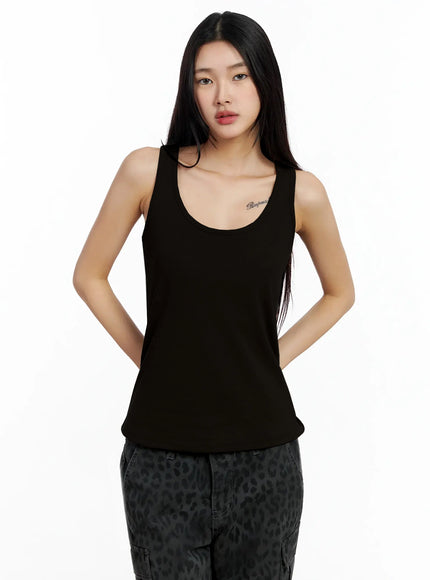 casual-round-neck-tank-top-ia508 / Black