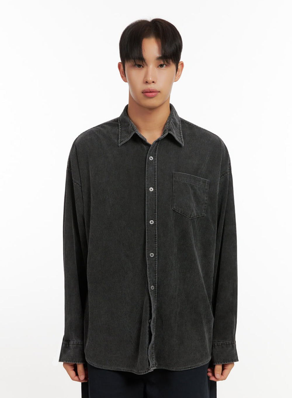 mens-cozy-corduroy-collar-shirt-id413 / Black