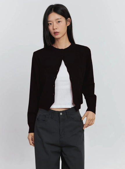 classic-button-up-cardigan-is515 / Black
