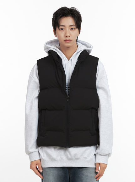 mens-padded-zip-up-vest-in411 / Black