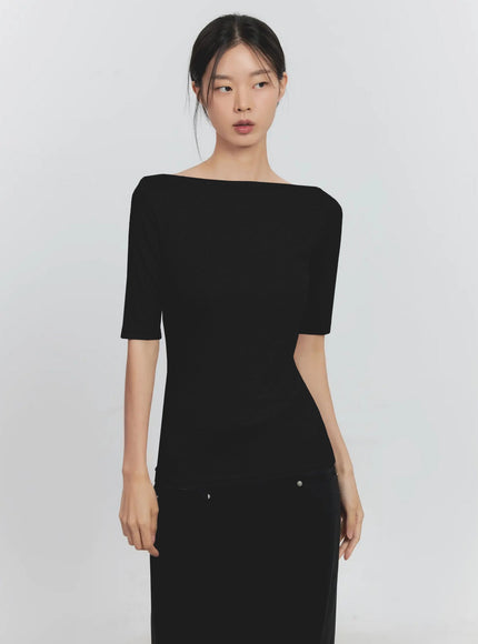 classic-boat-neck-top-is516 / Black