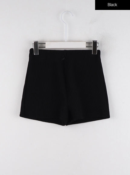 mid-elastic-ribbon-band-corduroy-shorts-id313 / Black