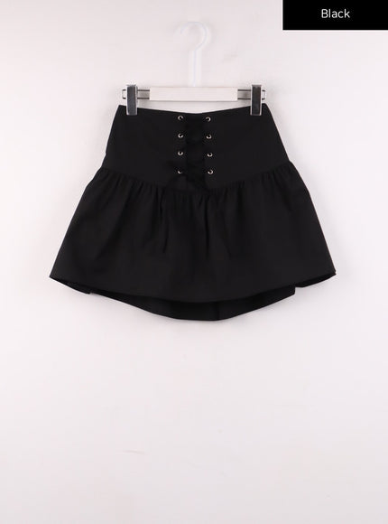 lace-up-mini-skirt-ij430 / Black