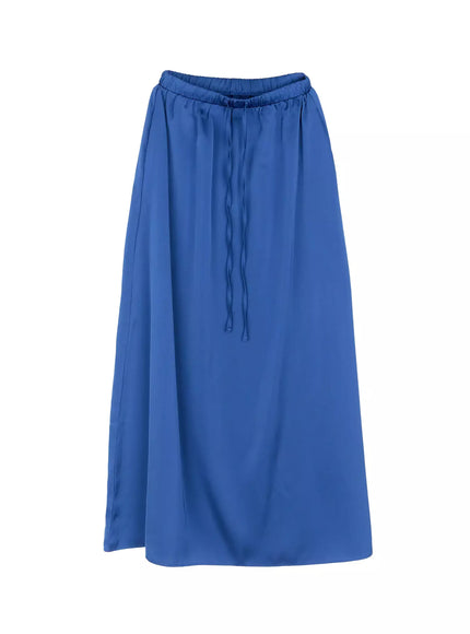 elegant-satin-maxi-skirt-is516 / Blue