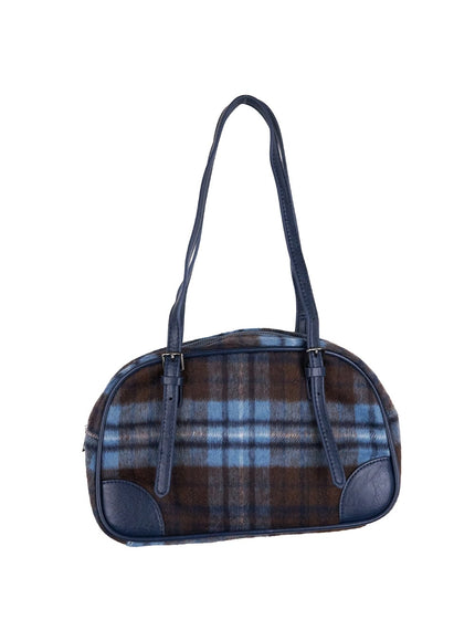 checkered-winter-shoulder-bag-ij510 / Blue