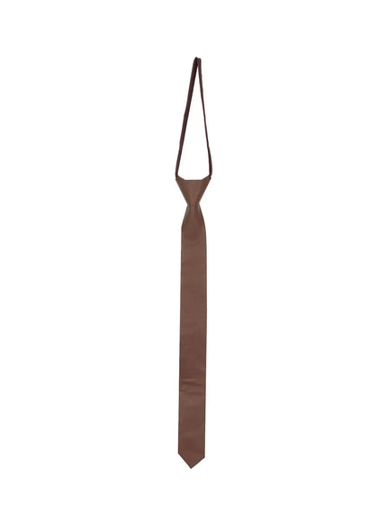 faux-leather-chic-neck-tie-iy515 / Brown