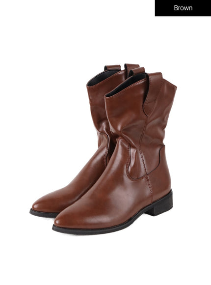 faux-leather-midi-boots-if413 / Brown