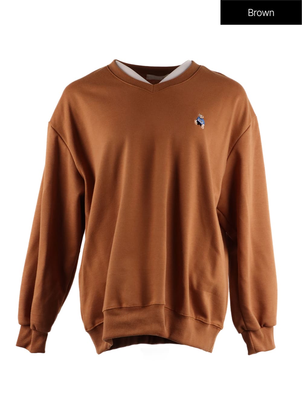 v-neck-teddy-bear-sweatshirt-if408 / Brown