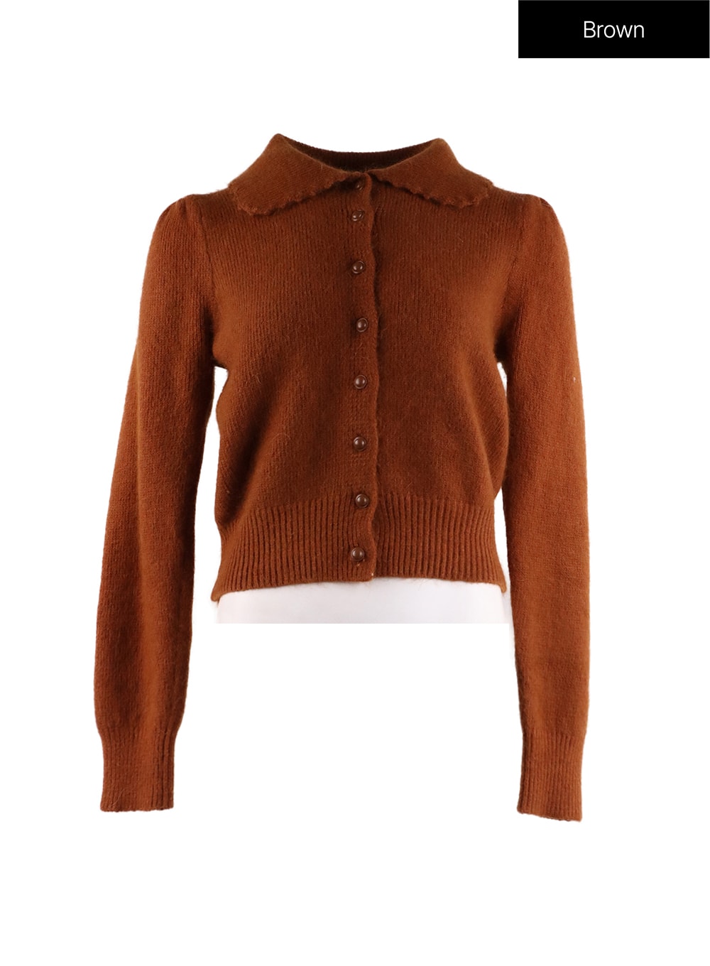 Wool-Blend Knit Collar Button Cardigan IF408