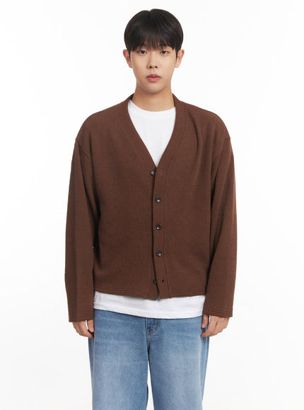 mens-v-neck-buttoned-cardigan-im527 / Brown