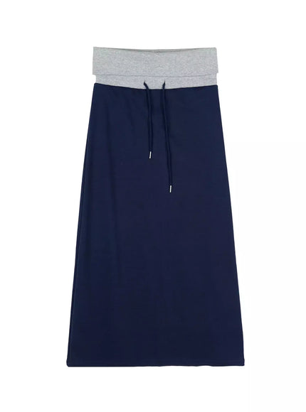 casual-foldover-maxi-skirt-iu509 / Dark blue