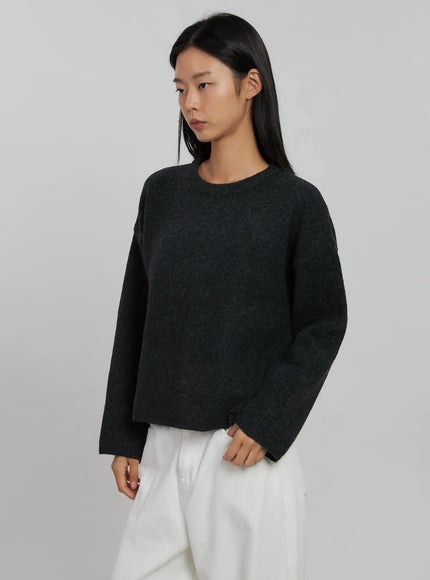 essential-crewneck-sweater-ij509 / Dark gray