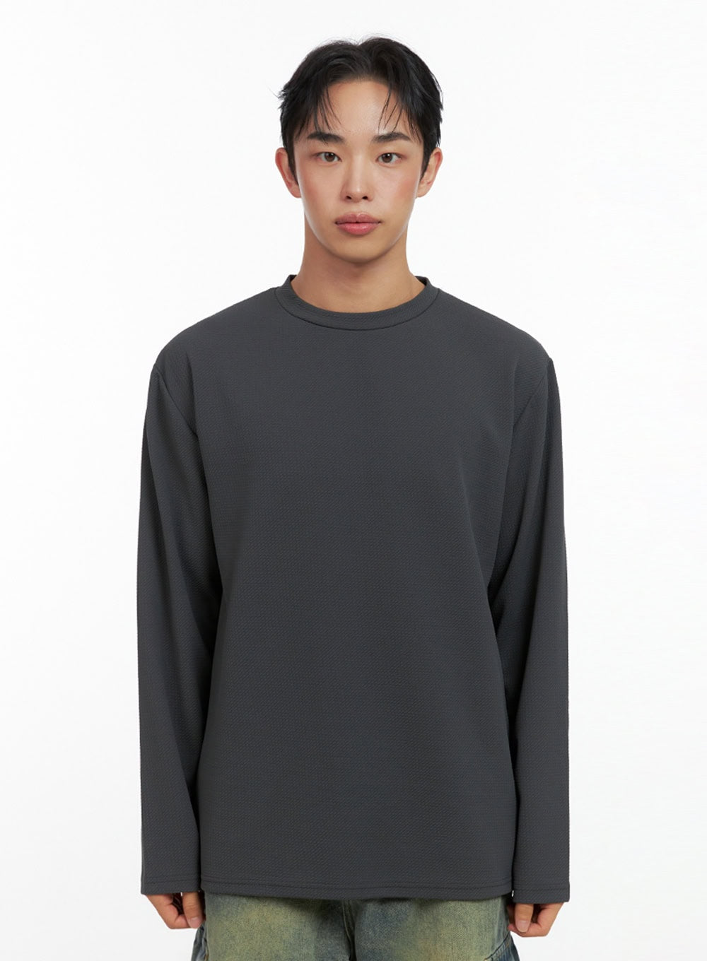 mens-basic-long-sleeve-tee-in426 / Dark gray