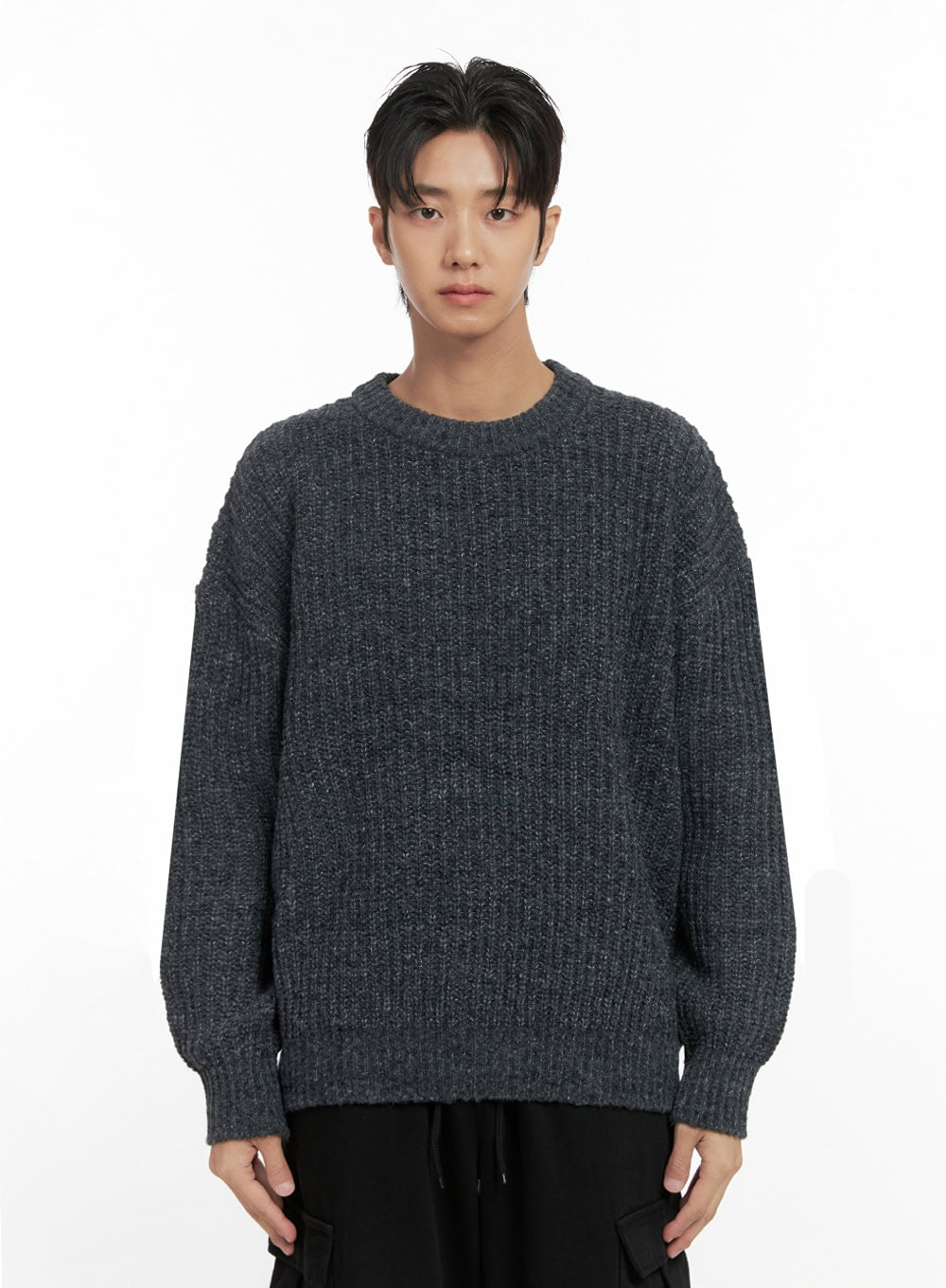 mens-softknit-loose-fit-pullover-id413 / Dark gray