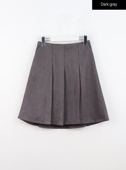 suede-pleated-midi-skirt-in310 / Dark gray