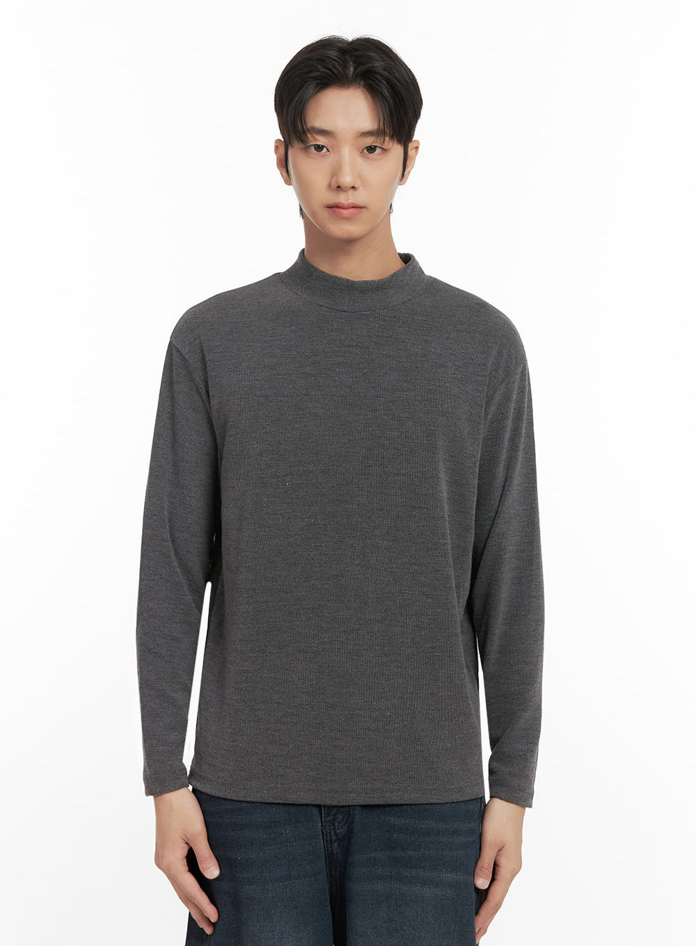 mens-mock-neck-sweater-id406 / Dark gray