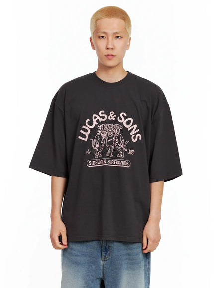 mens-lucas-graphic-oversized-tee-il514 / Dark gray