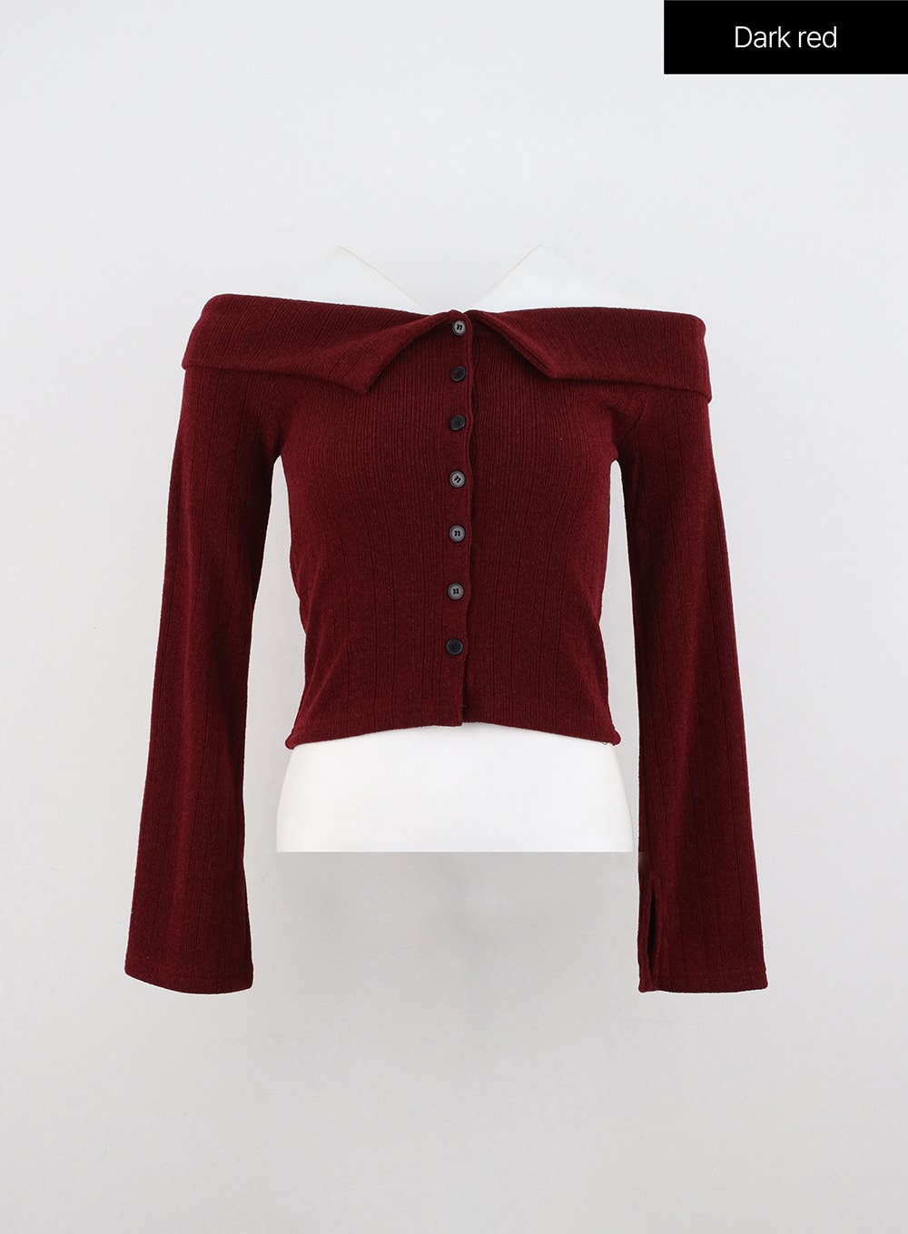 off-shoulder-knit-top-in327 / Dark red